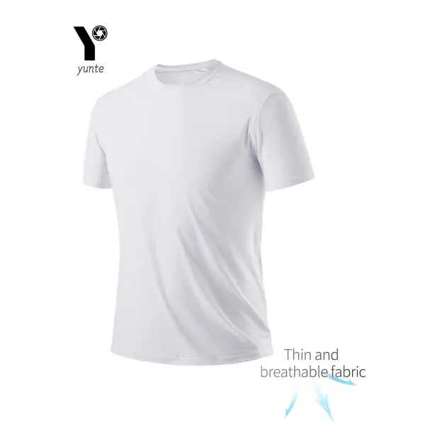 Men’s White Quick-Dry Fitness T-Shirt 4-Pack – Ultra-Light Breathable Gym Tees Sweat-Wicking Performance Training