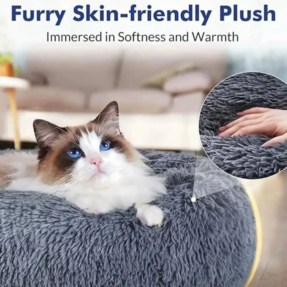 Round Pet Bed - Comfortable Coral Fleece for Cats & Dogs