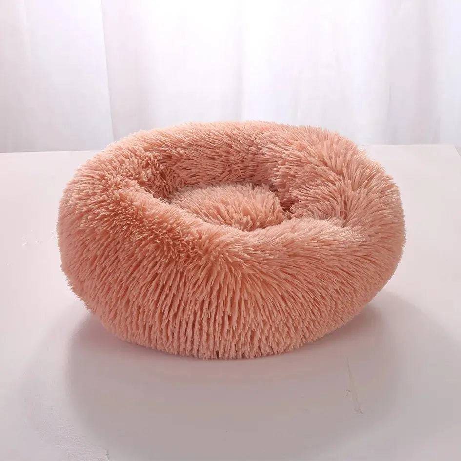 Round Pet Bed - Comfortable Coral Fleece for Cats & Dogs - Dark Pink / 40CM