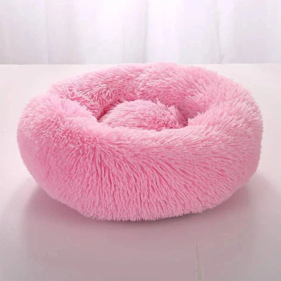 Round Pet Bed - Comfortable Coral Fleece for Cats & Dogs - Pink / 70CM