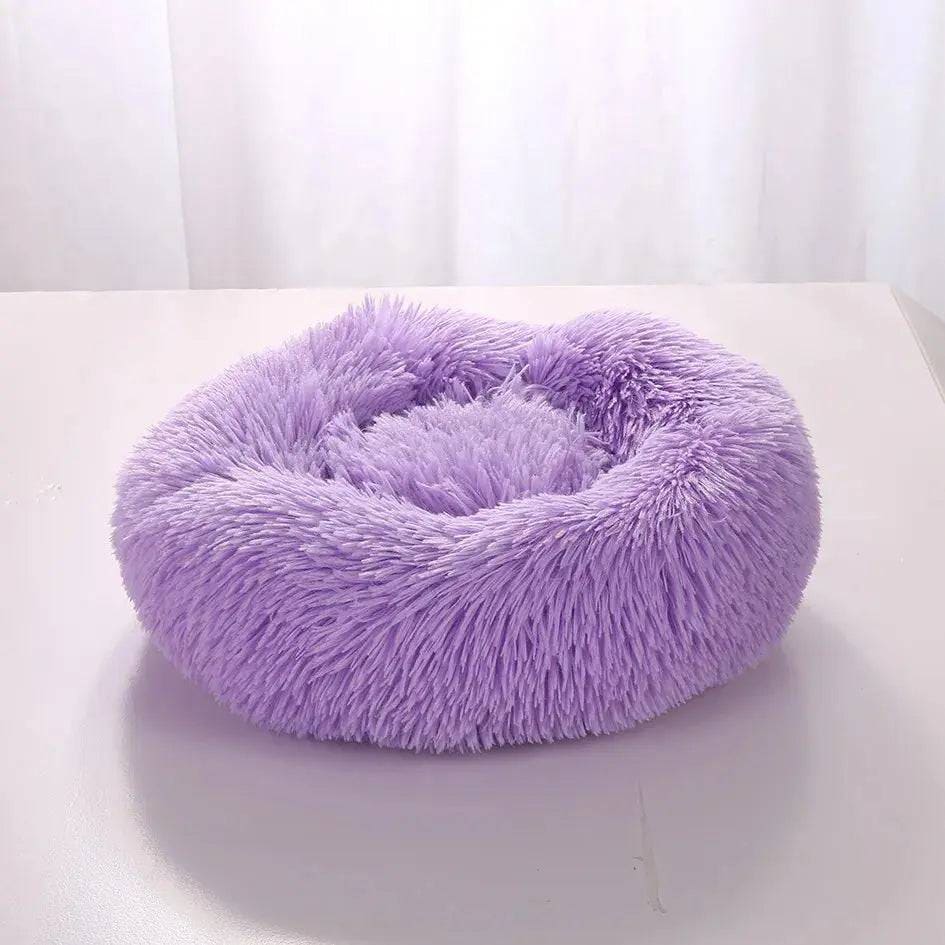 Round Pet Bed - Comfortable Coral Fleece for Cats & Dogs - Purple / 40CM