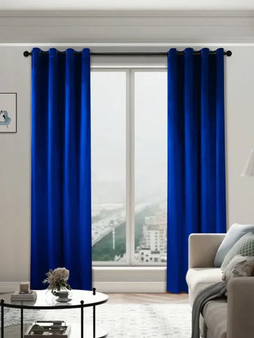 Royal Blue Velvet Curtain - Luxurious Retro Drapes for Living Room