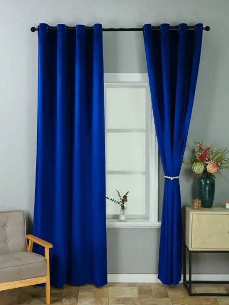 Royal Blue Velvet Curtain - Luxurious Retro Drapes for Living Room