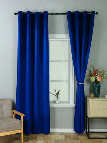 Royal Blue Velvet Curtain - Luxurious Retro Drapes for Living Room