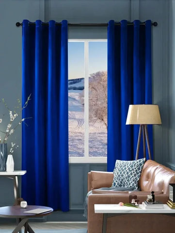 Royal Blue Velvet Curtain - Luxurious Retro Drapes for Living Room