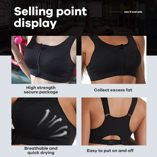 S-2XL Popular Sports Top Yoga Bra Women’s Shockproof Sports Shirt Sports Bra Front Zipper Women’s Push Up Bra Sportswear