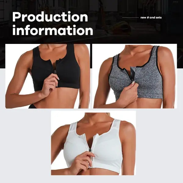S-2XL Popular Sports Top Yoga Bra Women’s Shockproof Sports Shirt Sports Bra Front Zipper Women’s Push Up Bra Sportswear