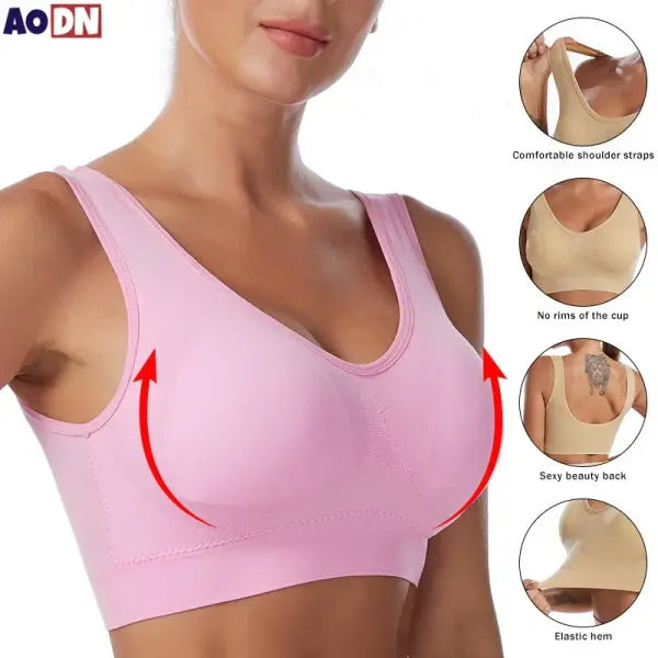 S-7XL Plus Size Thin Non-underwire Bra Zero Bondage Women’s UnderwearSports Yoga Wireless Vest Seamless adjustable