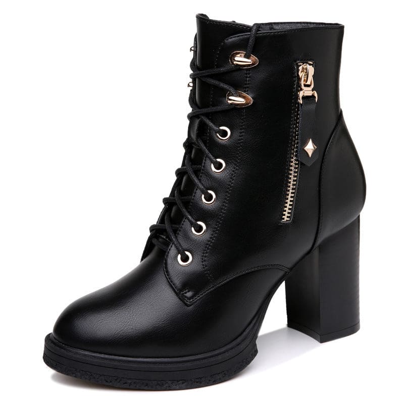 S Women’s Shoes British Style Autumn And Winter Single Boots High Heels Women