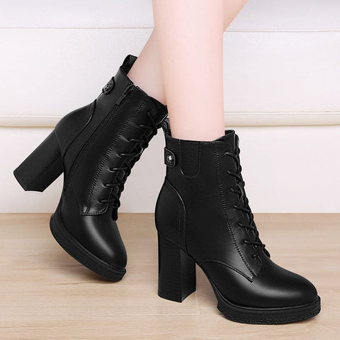 S Women’s Shoes British Style Autumn And Winter Single Boots High Heels Women