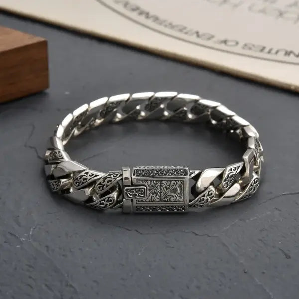 S925 Sterling Silver Vine Bracelet Vintage Punk Style