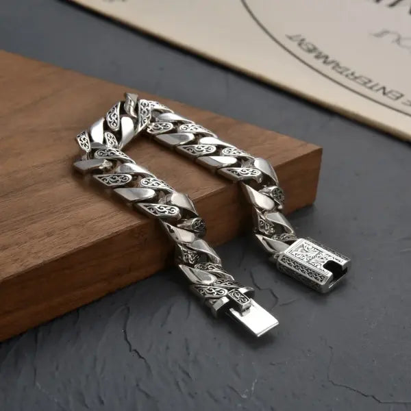 S925 Sterling Silver Vine Bracelet Vintage Punk Style