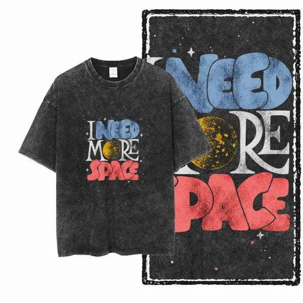 SA ASTRONAUT SPACE THEMES Printed Cotton Acid Washed Graphic Unisex T Shirt Cool Streetwear Men Tshirts Big Size Tee