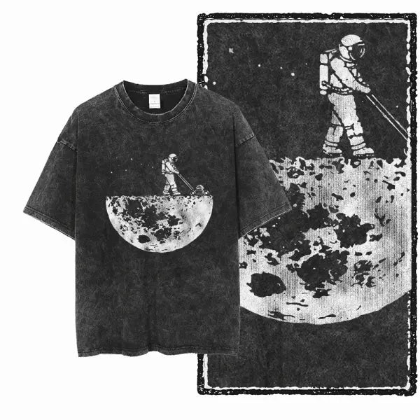 SA ASTRONAUT SPACE THEMES Printed Cotton Acid Washed Graphic Unisex T Shirt Cool Streetwear Men Tshirts Big Size Tee