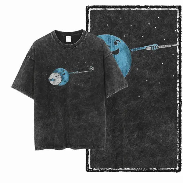SA ASTRONAUT SPACE THEMES Printed Cotton Acid Washed Graphic Unisex T Shirt Cool Streetwear Men Tshirts Big Size Tee