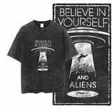 SA ASTRONAUT SPACE THEMES Printed Cotton Acid Washed Graphic Unisex T Shirt Cool Streetwear Men Tshirts Big Size Tee