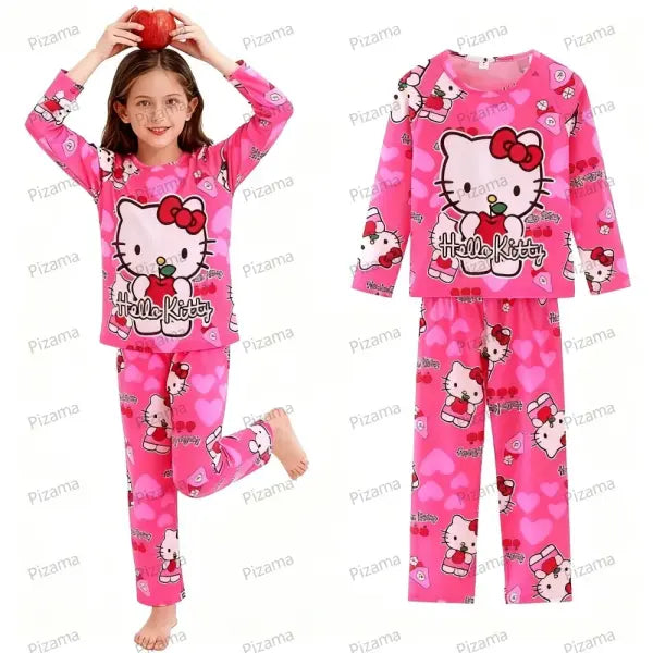 Sanrio Girls Pajama Sets Hello Kitty Sleepwear Kuromi Animal Cartoon Pyjamas for Kids Children’s Cinnamoroll Soft