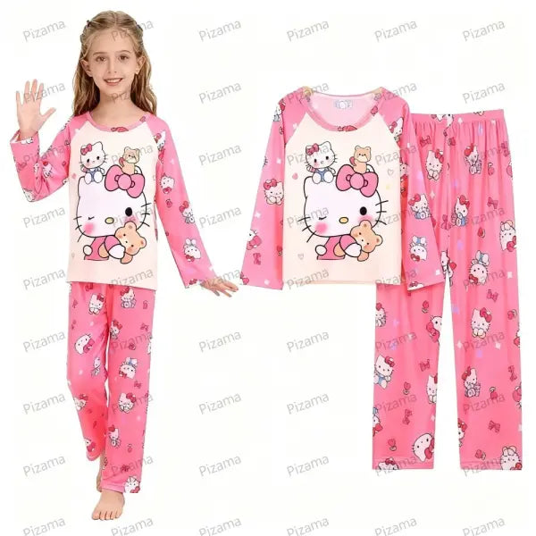 Sanrio Girls Pajama Sets Hello Kitty Sleepwear Kuromi Animal Cartoon Pyjamas for Kids Children’s Cinnamoroll Soft