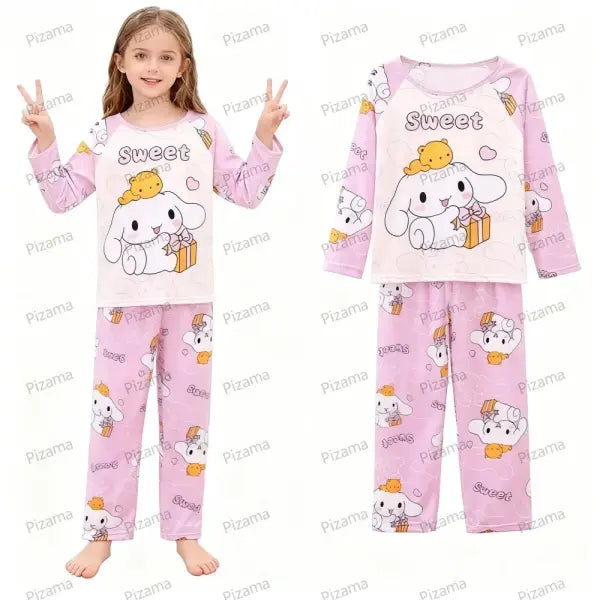 Sanrio Girls Pajama Sets Hello Kitty Sleepwear Kuromi Animal Cartoon Pyjamas for Kids Children’s Cinnamoroll Soft