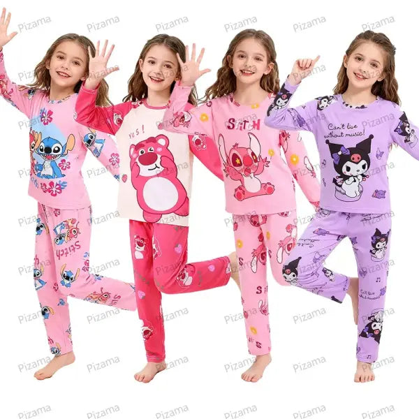 Sanrio Girls Pajama Sets Hello Kitty Sleepwear Kuromi Animal Cartoon Pyjamas for Kids Children’s Cinnamoroll Soft
