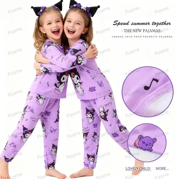 Sanrio Girls Pajama Sets Hello Kitty Sleepwear Kuromi Animal Cartoon Pyjamas for Kids Children’s Cinnamoroll Soft