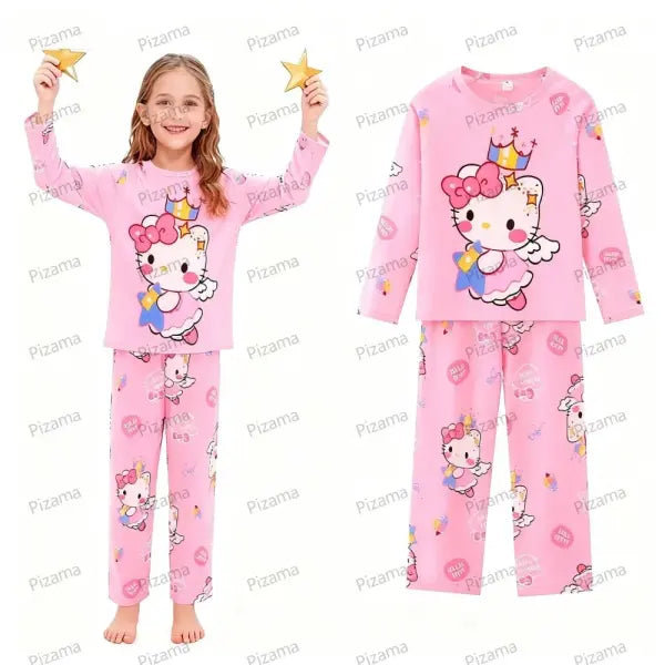 Sanrio Girls Pajama Sets Hello Kitty Sleepwear Kuromi Animal Cartoon Pyjamas for Kids Children’s Cinnamoroll Soft