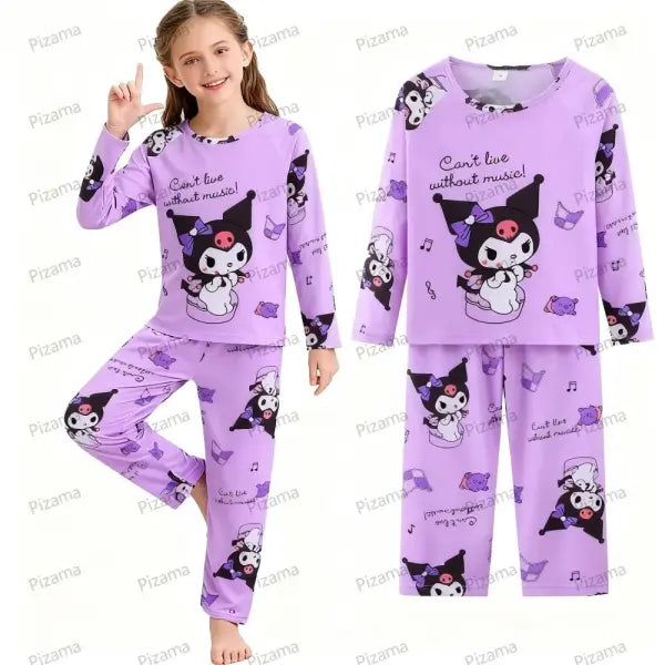 Sanrio Girls Pajama Sets Hello Kitty Sleepwear Kuromi Animal Cartoon Pyjamas for Kids Children’s Cinnamoroll Soft
