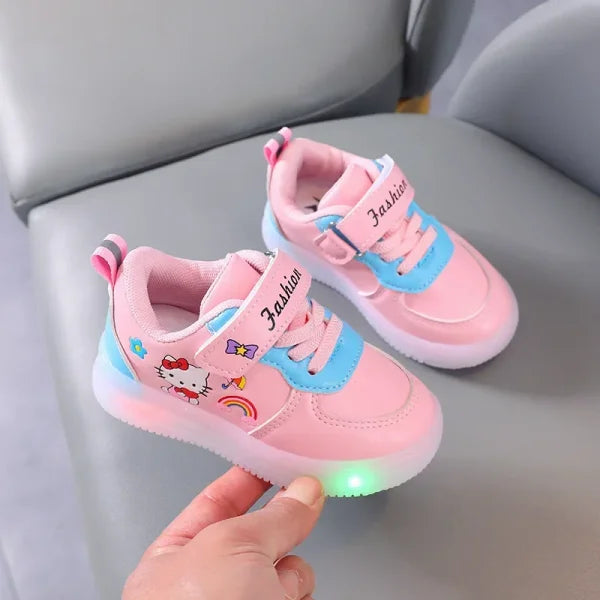 Sanrio Hello Kitty LED Shoes for Girls – Cute Summer Soft Bottom Sneakers - J8hellokittyPink / 25-insole15.2cm