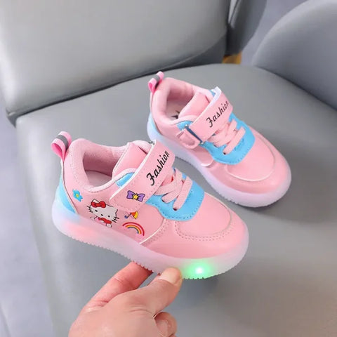 Sanrio Hello Kitty LED Shoes for Girls – Cute Summer Soft Bottom Sneakers - J8hellokittyPink / 25-insole15.2cm