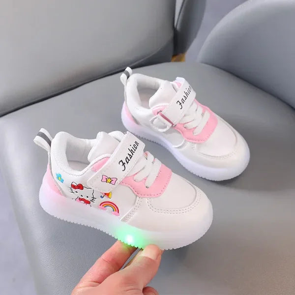 Sanrio Hello Kitty LED Shoes for Girls – Cute Summer Soft Bottom Sneakers - J8hellokittyWhite / 23-insole14.2cm