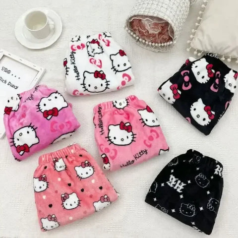 Sanrio Hello Kitty Y2K Kawaii Flannel Pajamas for Women - Himpall