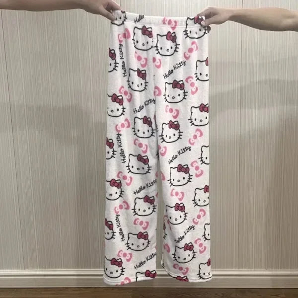 Sanrio Hello Kitty Y2K Kawaii Flannel Pajamas for Women - Himpall