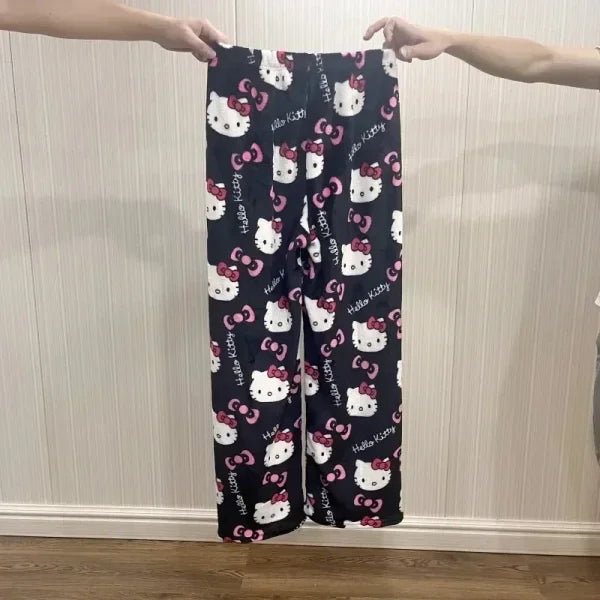 Sanrio Hello Kitty Y2K Kawaii Flannel Pajamas for Women - Himpall