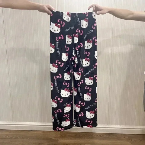 Sanrio Hello Kitty Y2K Kawaii Flannel Pajamas for Women - Himpall