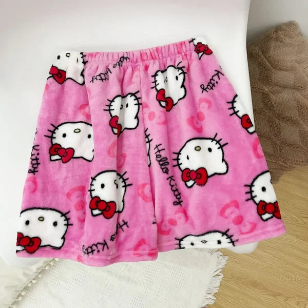 Sanrio Hello Kitty Y2K Kawaii Flannel Pajamas for Women - Himpall