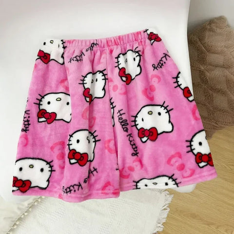 Sanrio Hello Kitty Y2K Kawaii Flannel Pajamas for Women - Himpall