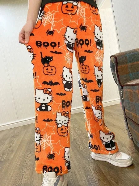 Sanrio Hello Kitty Y2K Kawaii Flannel Pajamas for Women - Himpall