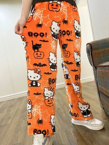 Sanrio Hello Kitty Y2K Kawaii Flannel Pajamas for Women - Himpall