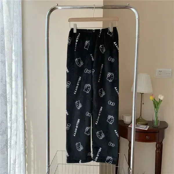Sanrio Hello Kitty Y2K Kawaii Flannel Pajamas for Women - Himpall