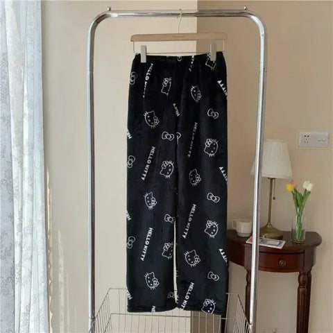 Sanrio Hello Kitty Y2K Kawaii Flannel Pajamas for Women - Himpall