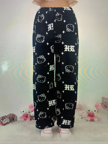 Sanrio Hello Kitty Y2K Kawaii Flannel Pajamas for Women - Himpall