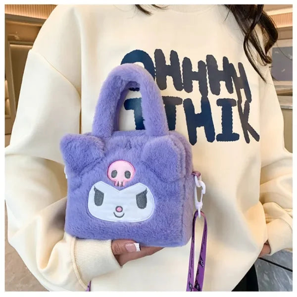 Sanrio Kawaii Kuromi & My Melody Plush Handbag - Travel Cosmetic Storage Bag