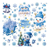 Santa Claus Stickers Blue Snowman Window Decorations Glass Static Stickers Christmas Decorations Snowflake Window