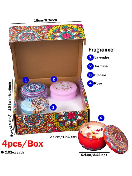 Colorful Scented Candle Gift Set featuring Arabian Pattern Fragrance Jars with ornate lids