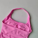 Seamless Halter Women Yoga Tank Top Padded Size Fitted Backless Gym Shirt