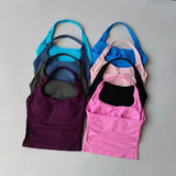 Seamless Halter Women Yoga Tank Top Padded Size Fitted Backless Gym Shirt