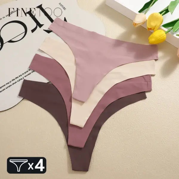 Seamless Ice Silk Underwear Panties 4PCS Stretchy Breathable Bikini
