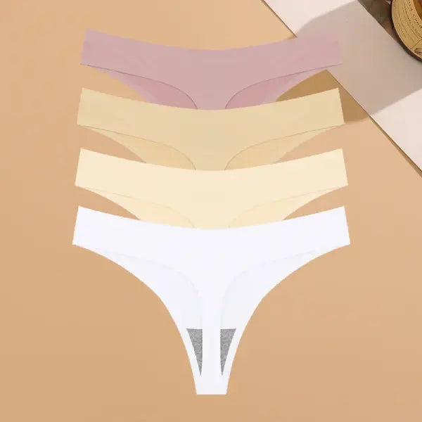 Seamless Ice Silk Underwear Panties 4PCS Stretchy Breathable Bikini - SET 8 / XL / 4pcs