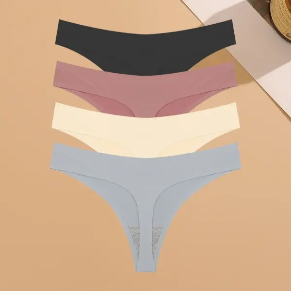 Seamless Ice Silk Underwear Panties 4PCS Stretchy Breathable Bikini - SET 3 / S / 4pcs