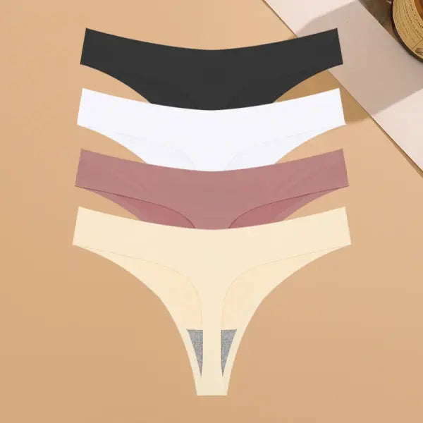 Seamless Ice Silk Underwear Panties 4PCS Stretchy Breathable Bikini - SET 1 / XL / 4pcs